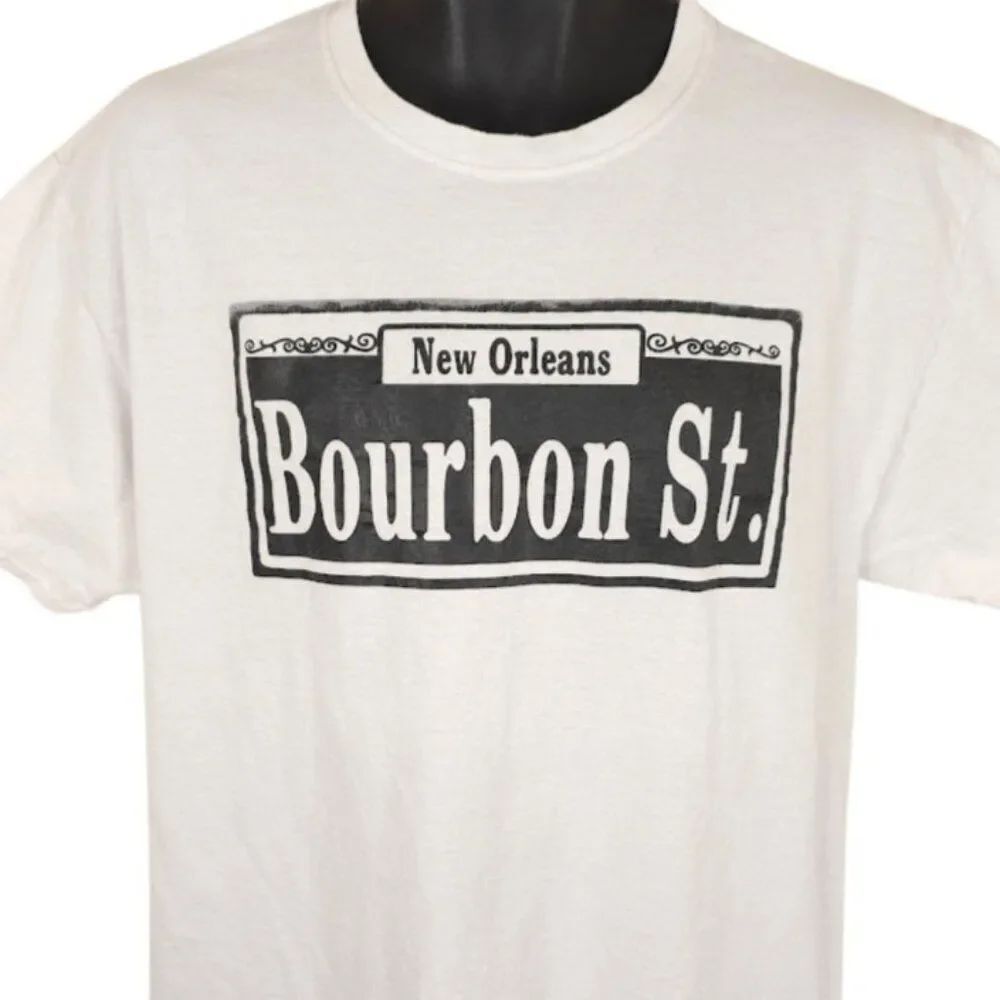 New Orleans Bourbon St T Shirt Mens Size Large White Travel Destination Tee